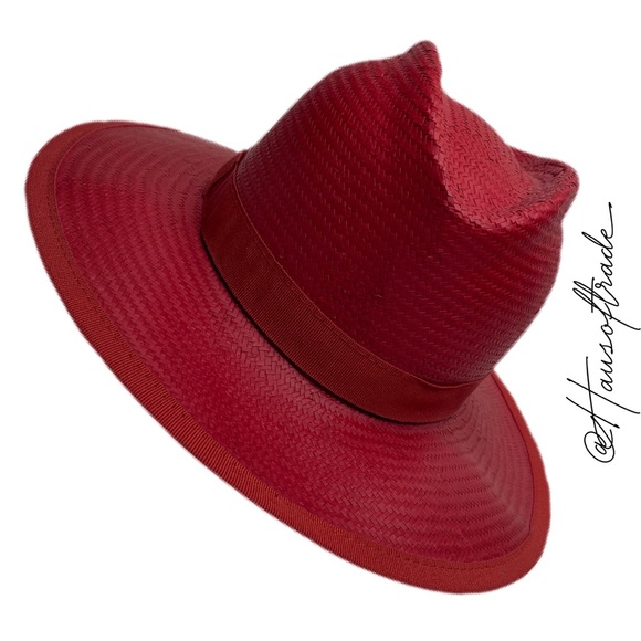 MAXMARA Weekend Rolle Red Straw Ribbon Hat - Picture 5 of 16